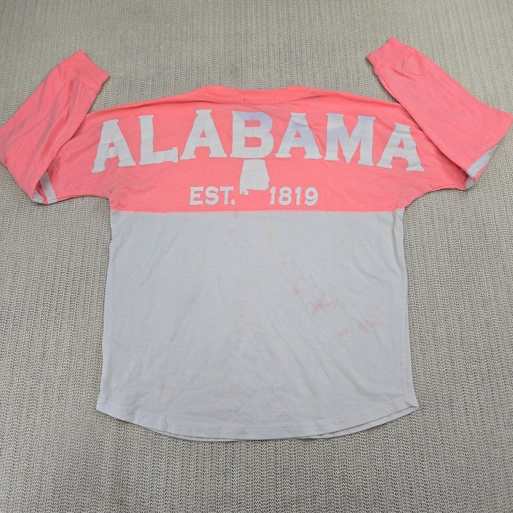 Basix of America Alabama Shirt Womens Small Pink White Spirit‎ Jersey Style